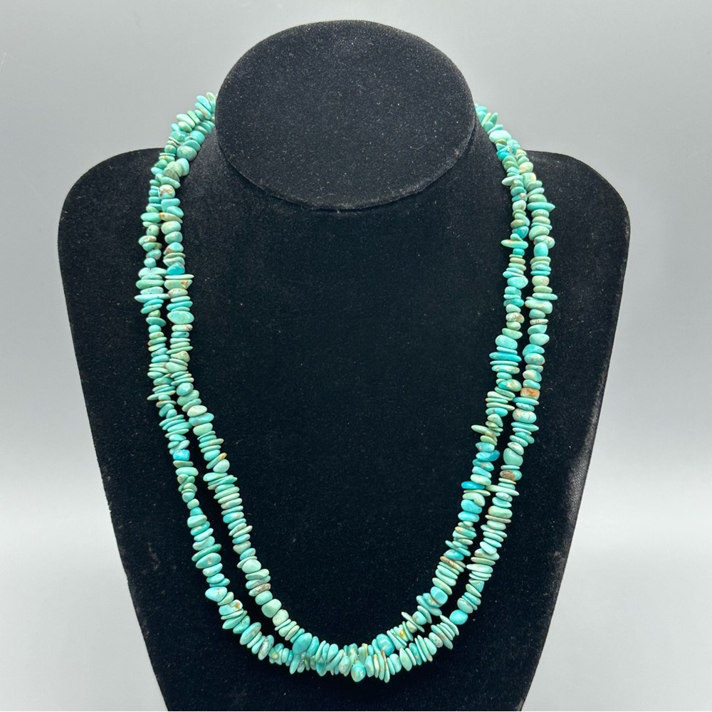 Jay King DTR 925 Sterling Silver Clasp Turquoise Nuggets X2 Strand Necklace 17”